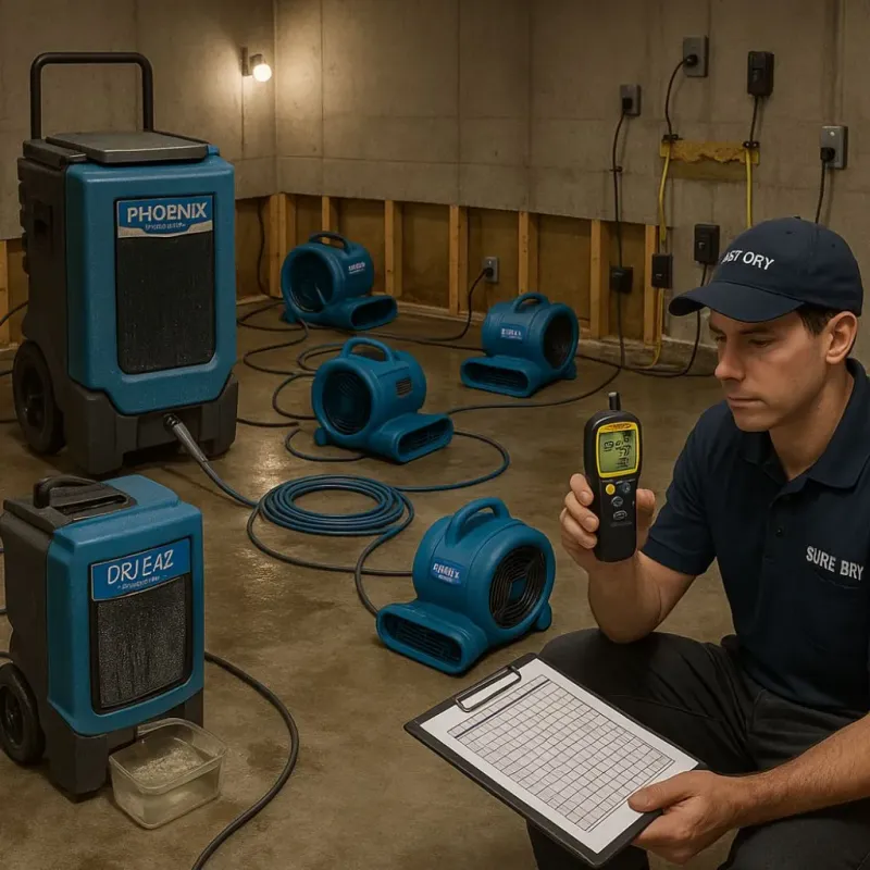 Structural Drying and Dehumidification process in Carmel, ME